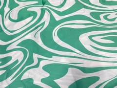 Armani Satin Lycra Green White Abstract