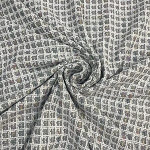 Grey Color Tweed Checks Fabric