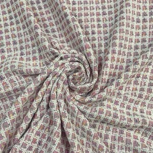 Pink Color Tweed Checks Fabric