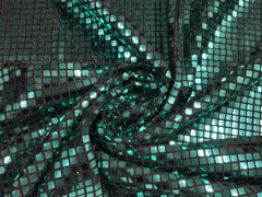Green Square Disco Polyester Fabric