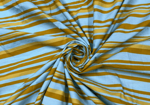 Cotton Cambric Blue Yellow Stripes Print