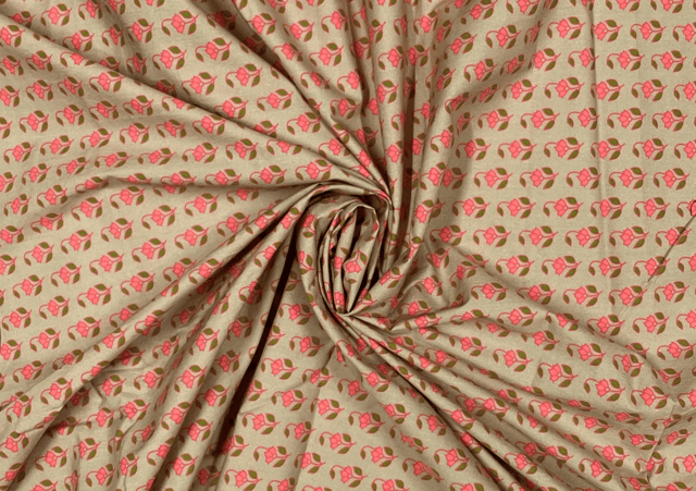 Cotton Cambric Beige Floral Print