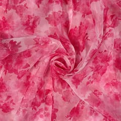 Pink Color Organza Printed Fabric