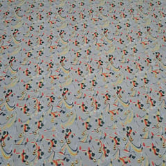 Beige Color Cotton Linen Printed Fabric