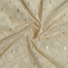 Dyeable Chanderi Silk Embroidered Fabric