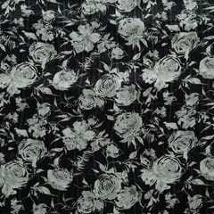 Black Color Viscose Natural Crepe Printed Fabric