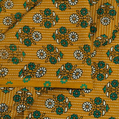 Mustard Color Kantha Dobbi Ajarakh Printed Fabric (1Meter Piece)