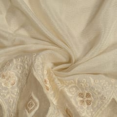 Dyeable Shimmer Muslin Embroidered Fabric
