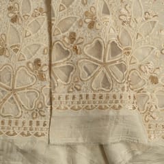 Dyeable Shimmer Muslin Embroidered Fabric