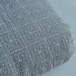Grey Color Georgette Chikan Embroidered Fabric (1.20Meter Piece)