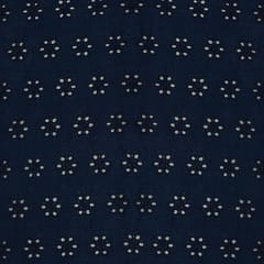 Navy Blue Embroidered Cotton Heavy Hakoba Fabric