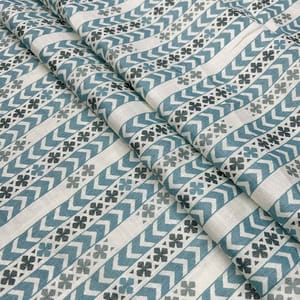 Blue Color Geometric Printed Rayon Capsule Fabric