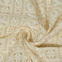 Dyeable Cotton Schiffli Embroidered Fabric