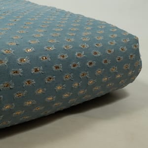 Blue Color Denim Glitter Fabric