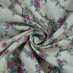 Lemon Color Glace Cotton Digital Printed Fabric