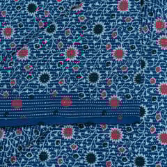 Blue Color Kantha Dobbi Ajarakh Printed Fabric(2.25 Meter Piece)