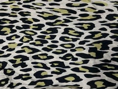 Printed Satin White Black Leopard Print