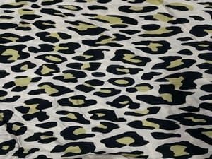 Printed Satin White Black Leopard Print