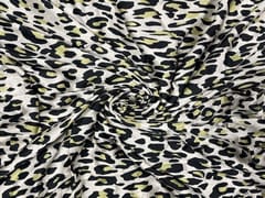Printed Satin White Black Leopard Print