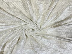 Dyeable Embroidered Velvet White Abstract