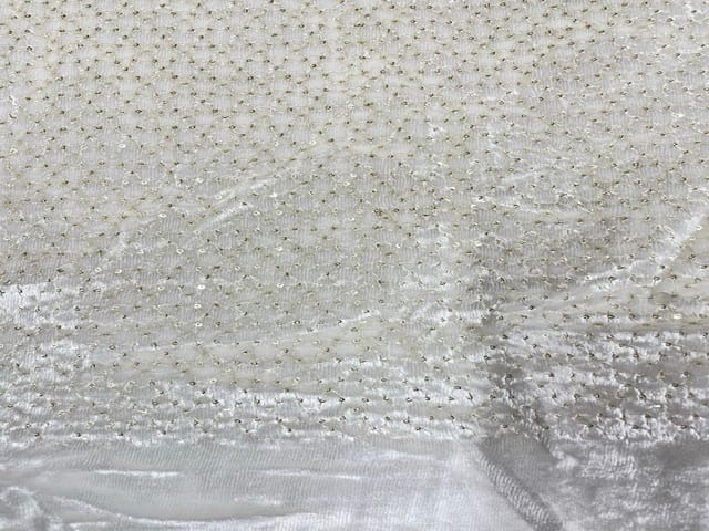 Dyeable Embroidered Velvet White Abstract