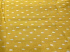 Printed Cotton Mul Satin Yellow White Dots