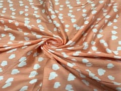 Printed Cotton Mul Satin Orange White Clouds