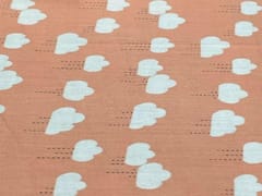Printed Cotton Mul Satin Orange White Clouds