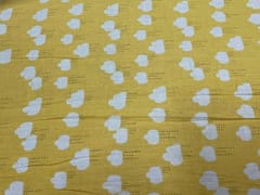 Printed Cotton Mul Satin Yellow White Clouds