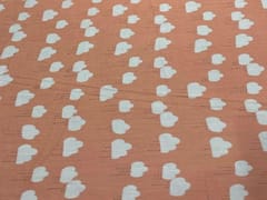 Printed Cotton Mul Satin Orange White Clouds
