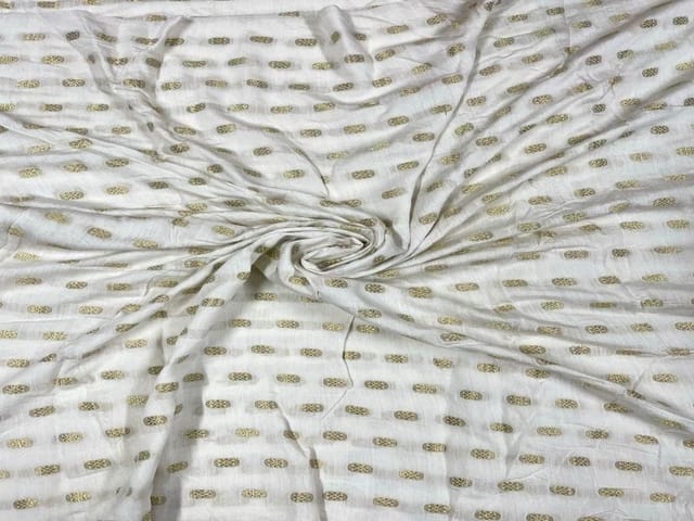 Dyeable Cotton Zari White Geometric