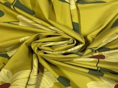 Denim Lycra Yellow Flowers