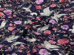 Embroidered Georgette Navy Blue MultiColour Floral