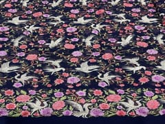 Embroidered Georgette Navy Blue MultiColour Floral