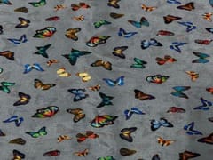 Chiffon Grey Multicolor Butterflies