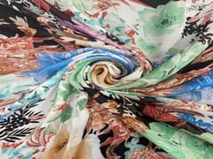 Printed Chiffon Multicolor Flowers