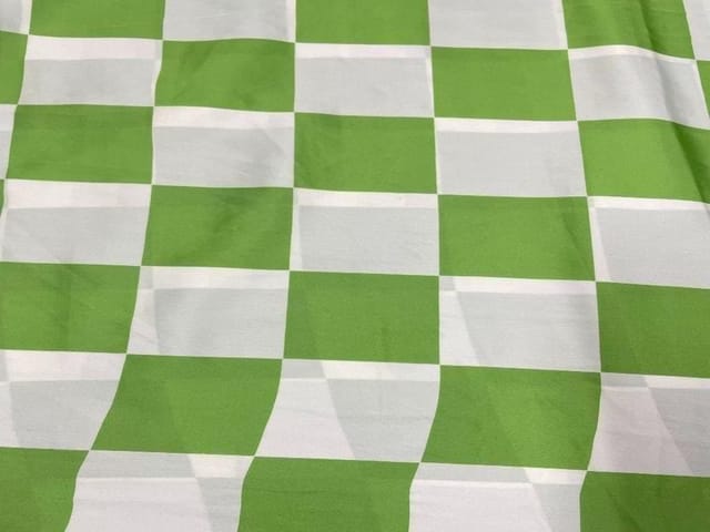 Printed Imported Satin Green White Checks