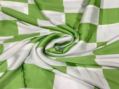 Printed Imported Satin Green White Checks