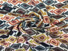 Pure Dupion Silk Multicolor Geometric