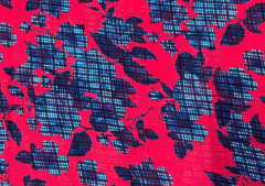 Georgette Red Blue Abstract