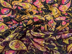 Georgette Black Multicolor Paisleys