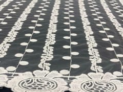 Dyeable Embroidered Net White Floral Stripes