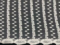 Dyeable Embroidered Net White Floral Stripes