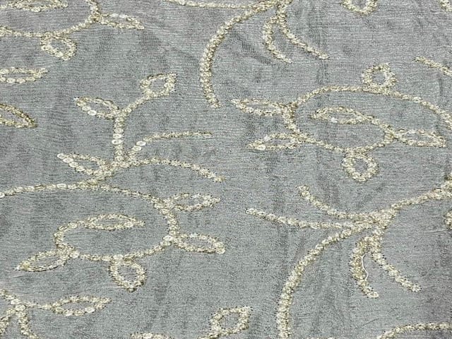 Dyeable Embroidered Chiffon White Light Golden Floral