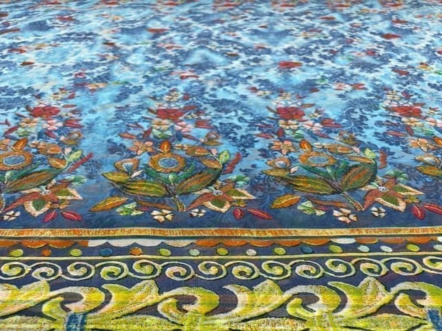 Imported Georgette Light Blue Floral