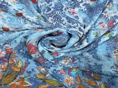 Imported Georgette Light Blue Floral