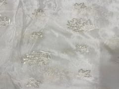 Dyeable Embroidered Chiffon White Silver Flowers