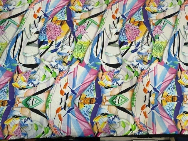 Printed Imported Satin Multicolor Abstract 1