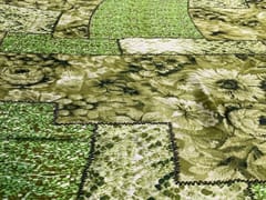 Printed Imported Satin Green Floral Abstract