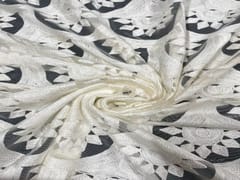Dyeable Embroidered Net White Geometric 1